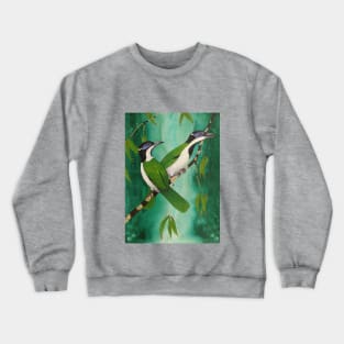 Blue-Faced Honeyeaters - bird painting, bird art Crewneck Sweatshirt